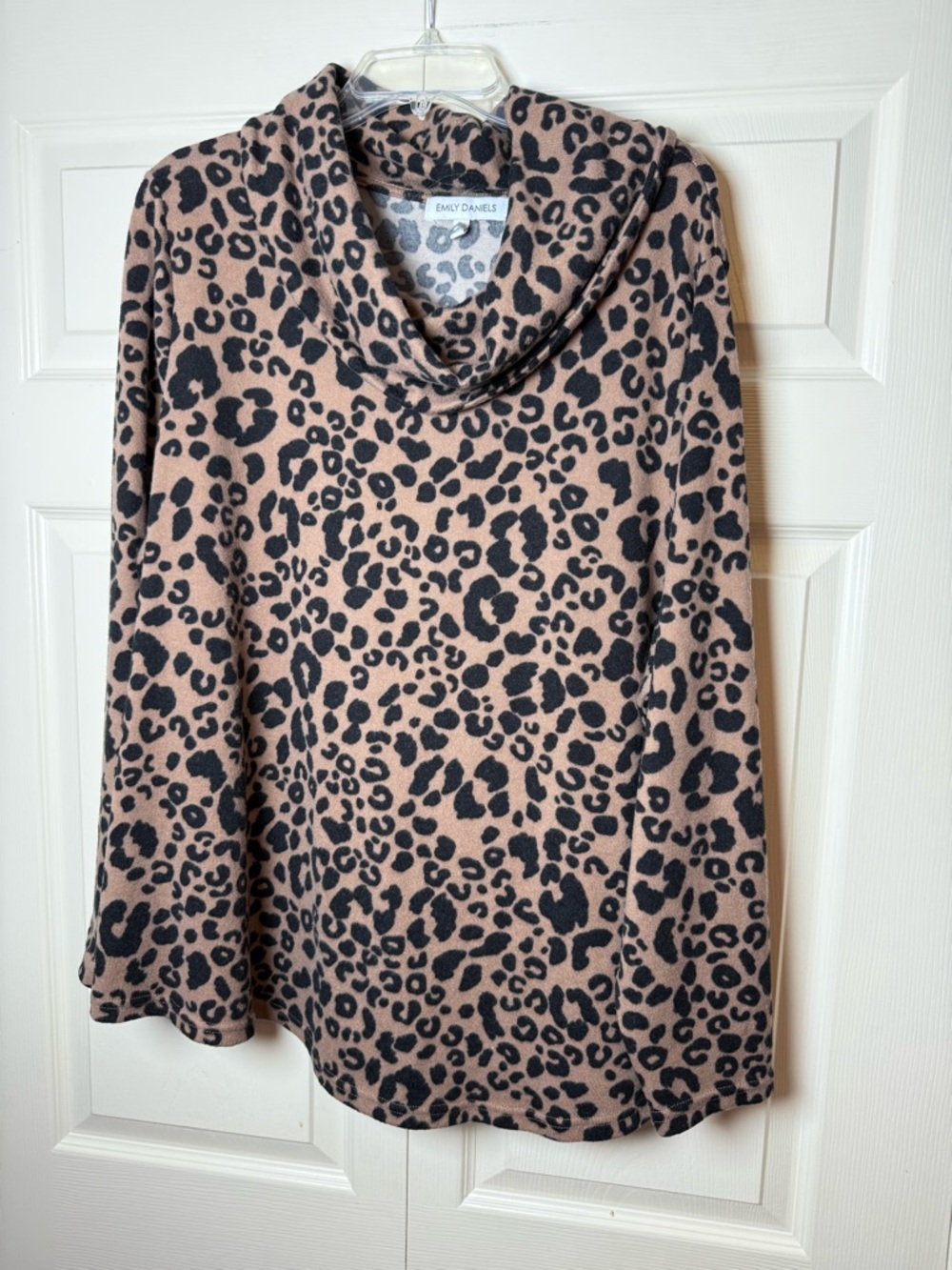Emily Daniels cowl neck leopard print tunic top